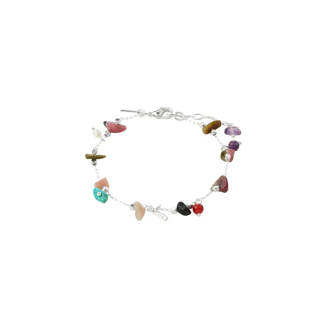 pilgrim-here-armband-versilbert-multi-edelstein-armband-mit-halbedelsteinen image 1