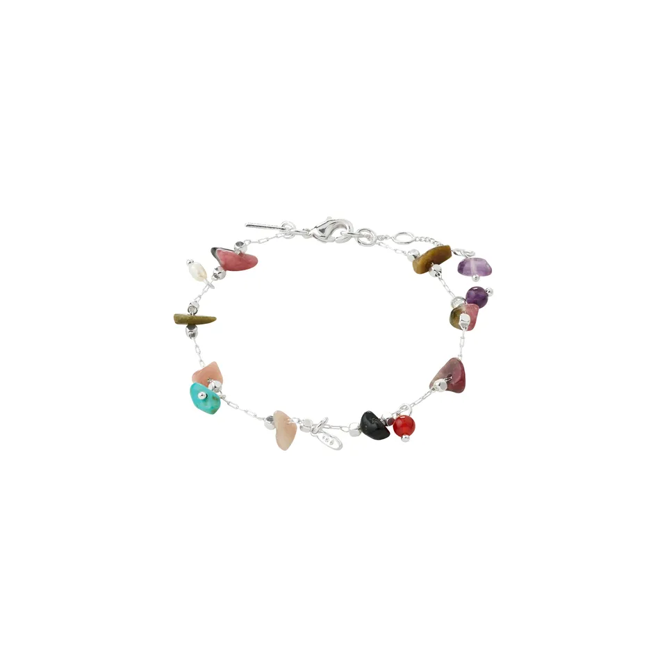 pilgrim-here-armband-versilbert-multi-edelstein-armband-mit-halbedelsteinen image 1