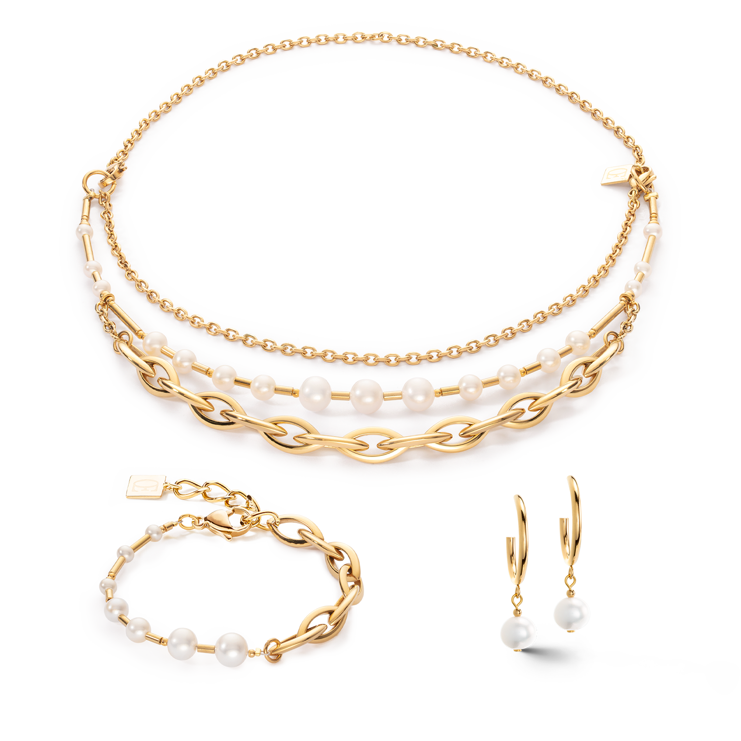 coeur-de-lion-halskette-s-wasserperlen-chunky-chain-navette-multiwear-wei-gold image 3