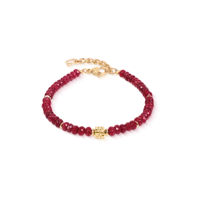 coeur-de-lion-armband-hammered-cube-ruby-gold-jade-rubinrot-edelstahl-gold image 1