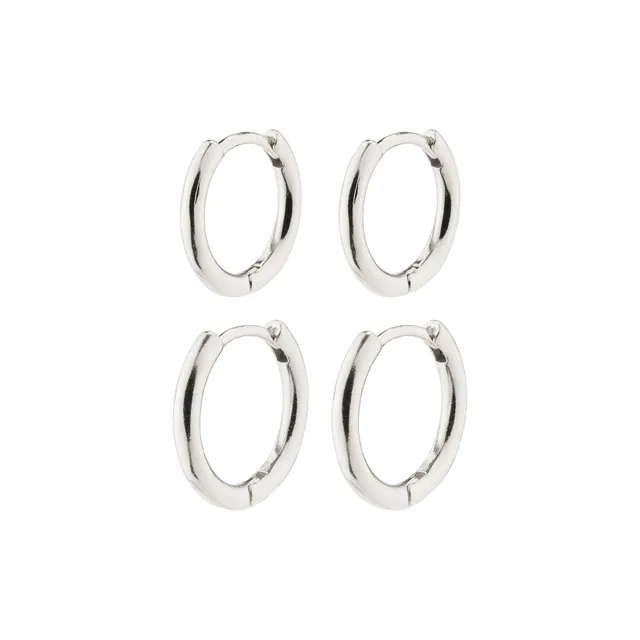 pilgrim-leaf-huggie-hoops-2-in-1-set-4-teilig-versilbert image 1