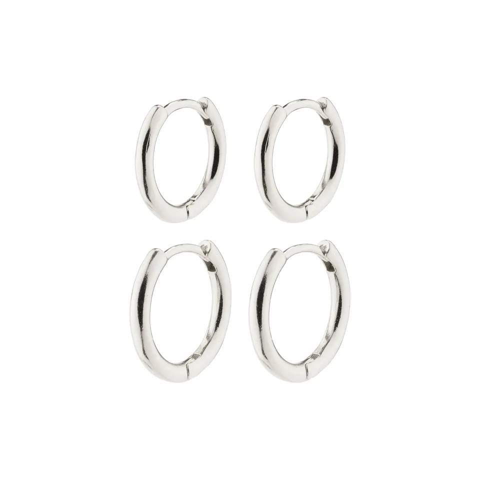 pilgrim-leaf-huggie-hoops-2-in-1-set-4-teilig-versilbert image 1