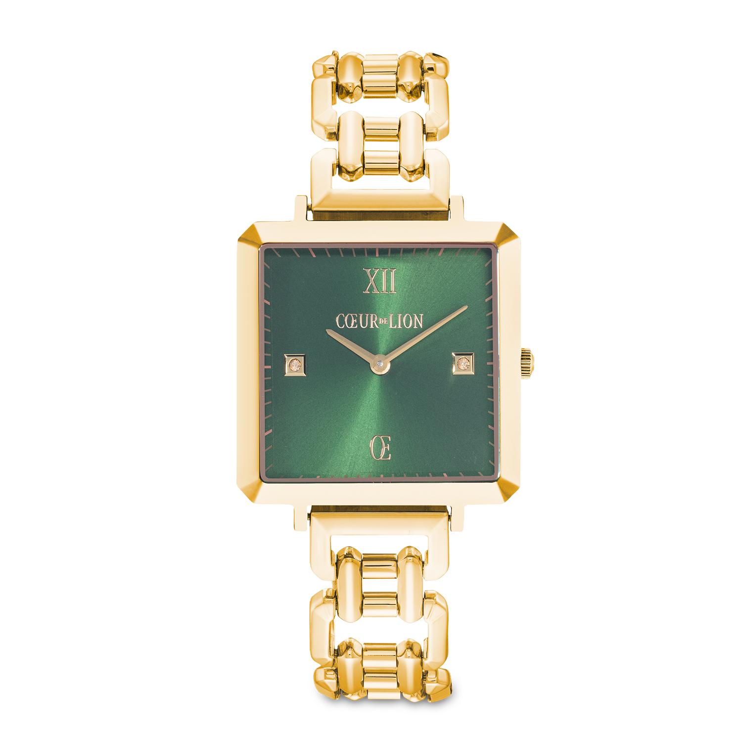coeur-de-lion-iconic-cube-uhr-glamorous-green-statement-gold-32mm image 1