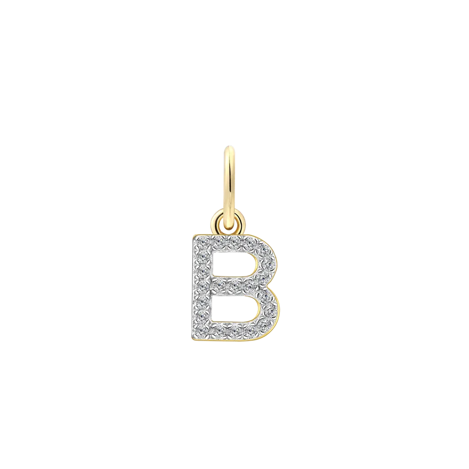 xenox-b-letter-charm-buchstabe-b-925-sterlingsilber-18k-vergoldet-mit-zirkonia image 1