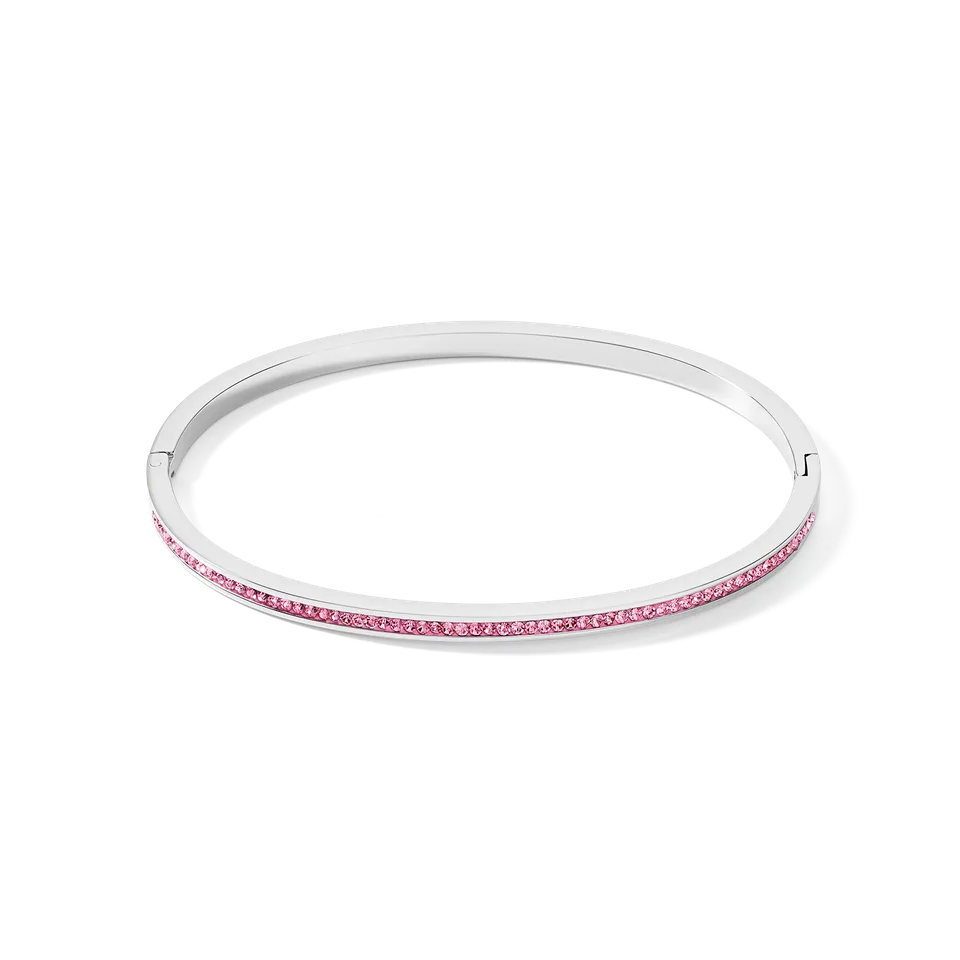 coeur-de-lion-armreif-17-cm-edelstahl-silber-mit-kristallen-pav-rosa image 1