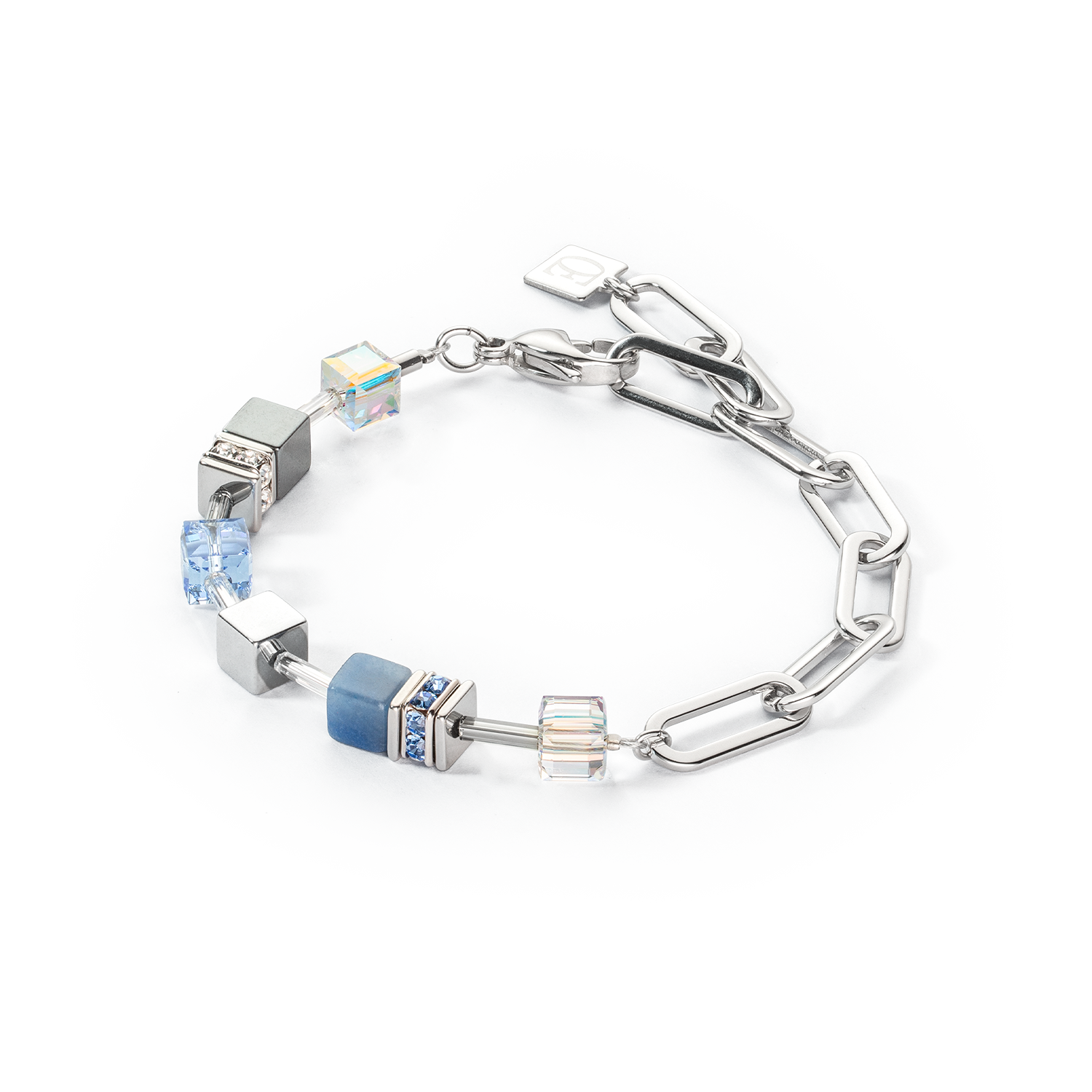 coeur-de-lion-geocube-fusion-chain-armband-silber-blau image 1