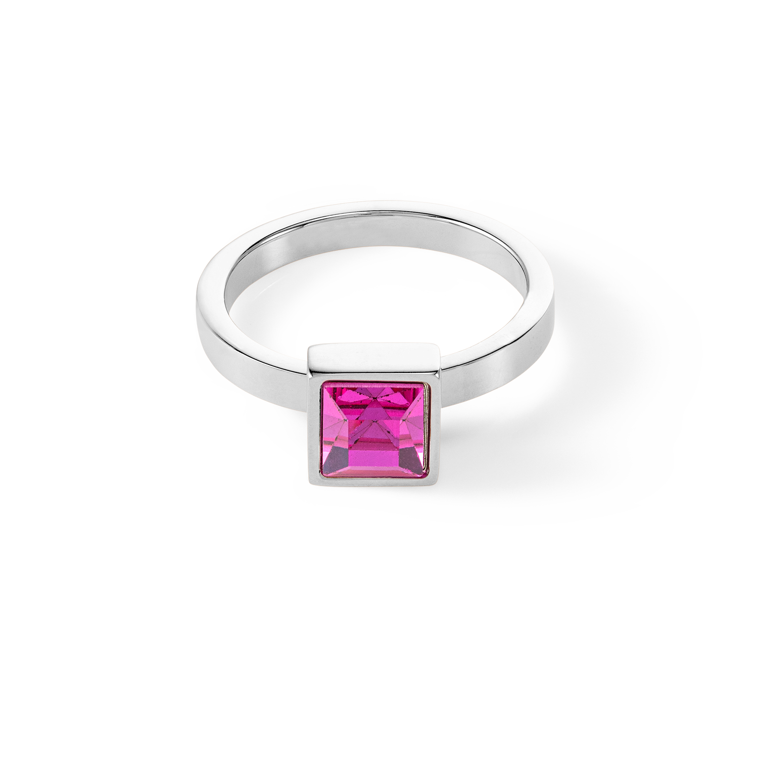 coeur-de-lion-brilliant-square-big-ring-silber-pink-kristall-edelstahl image 1