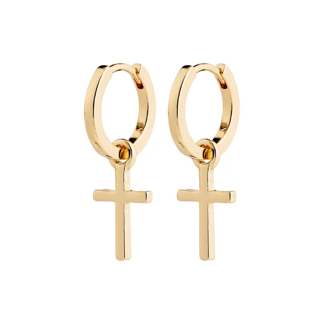 pilgrim-flynn-ohrringe-chunky-hoops-mit-kreuz-goldplattiert image 1