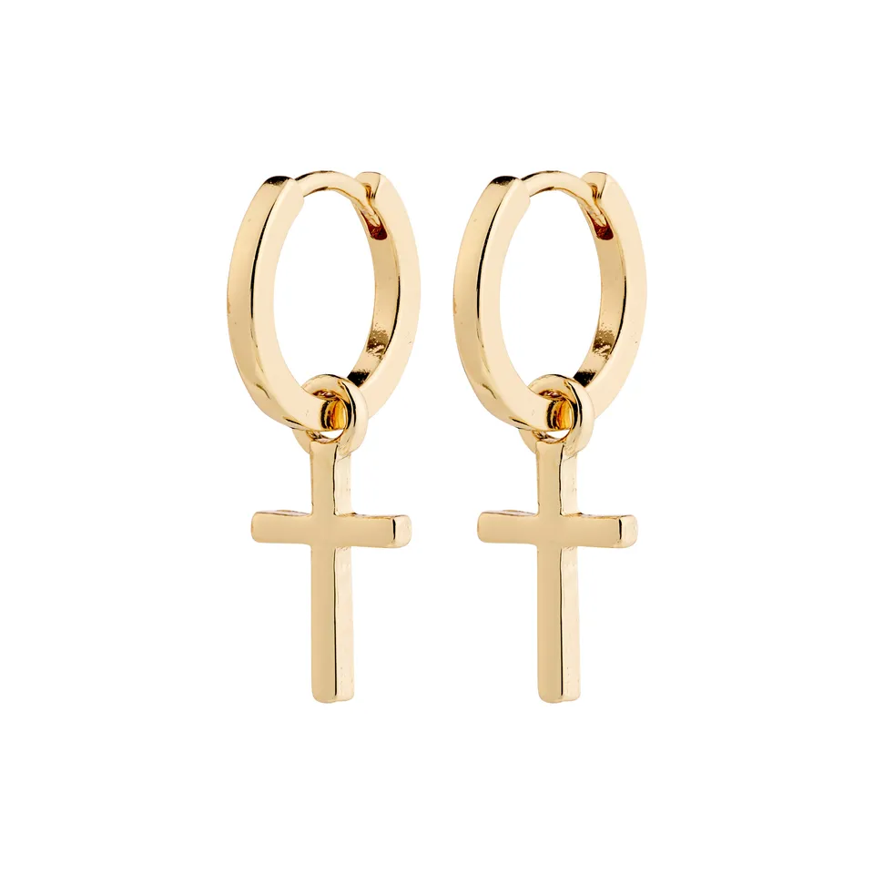 pilgrim-flynn-ohrringe-chunky-hoops-mit-kreuz-goldplattiert image 1
