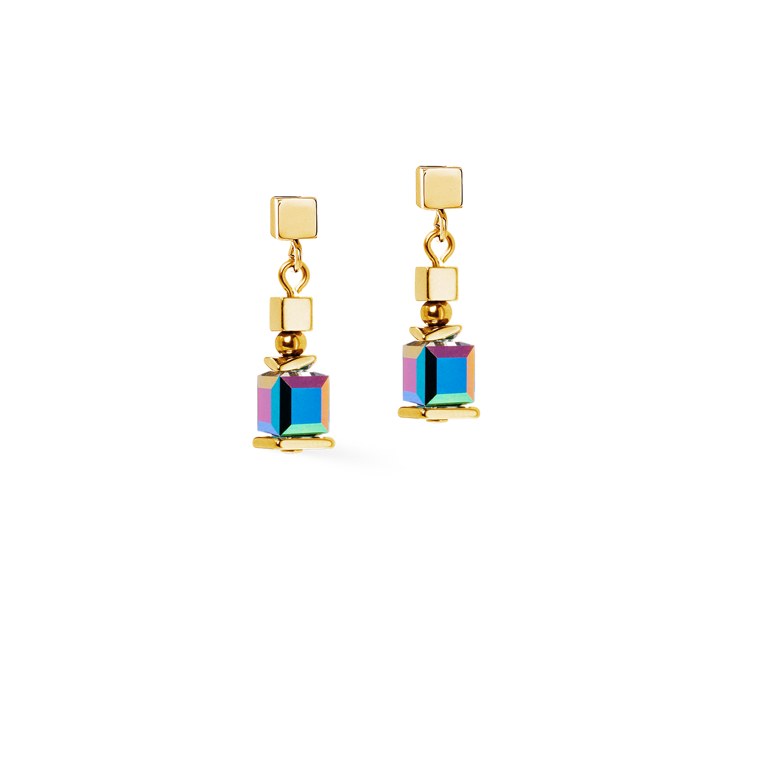 coeur-de-lion-geocube-ohrringe-sparkling-cubes-fusion-chain-gold-multicolor image 2