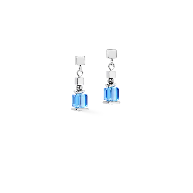 coeur-de-lion-ohrringe-sparkling-cubes-fusion-chain-silber-blau image 1