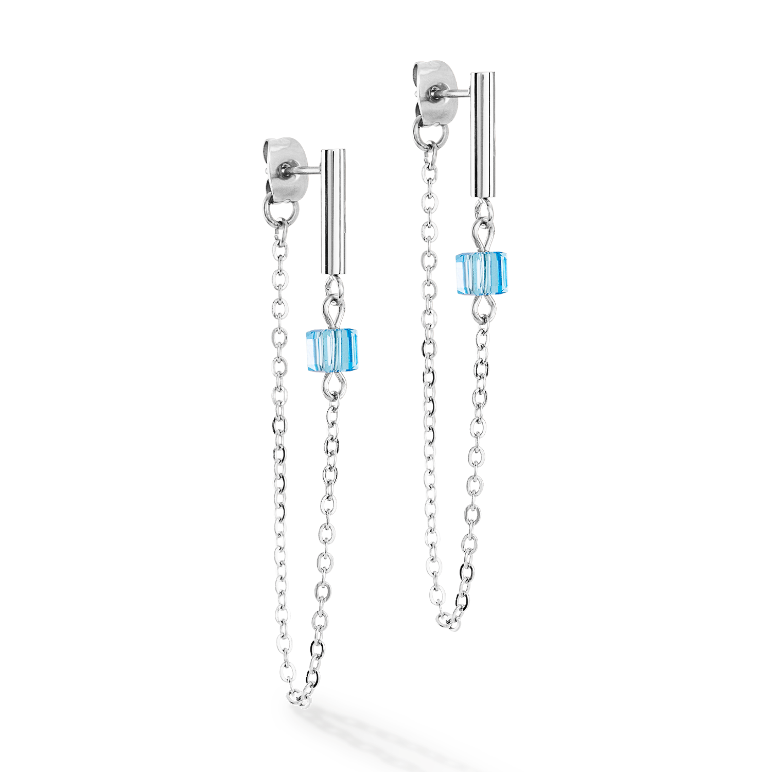 coeur-de-lion-mini-cubes-chain-ohrringe-silber-blau-loop image 2