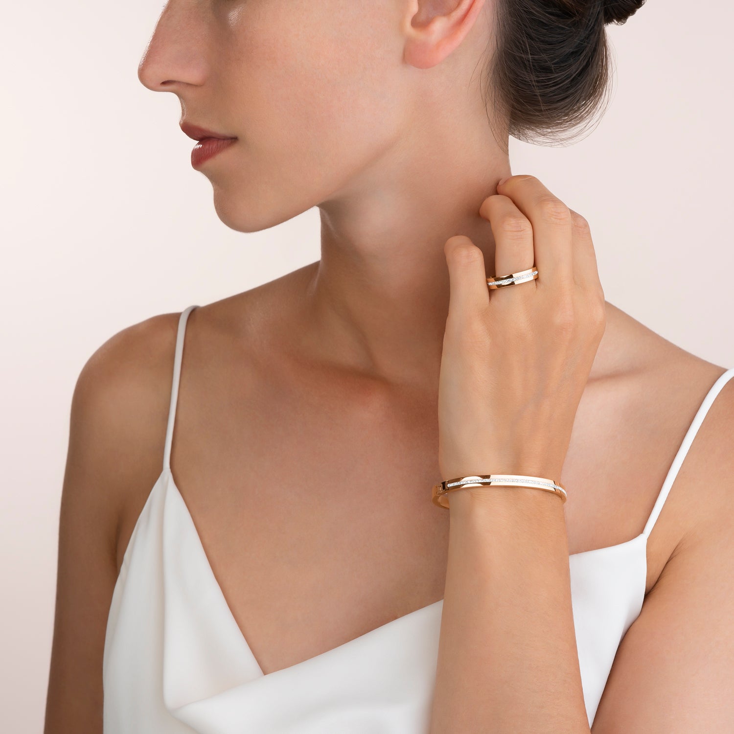 coeur-de-lion-iconic-ring-edelstahl-ros-gold-pav-streifen-kristall image 4
