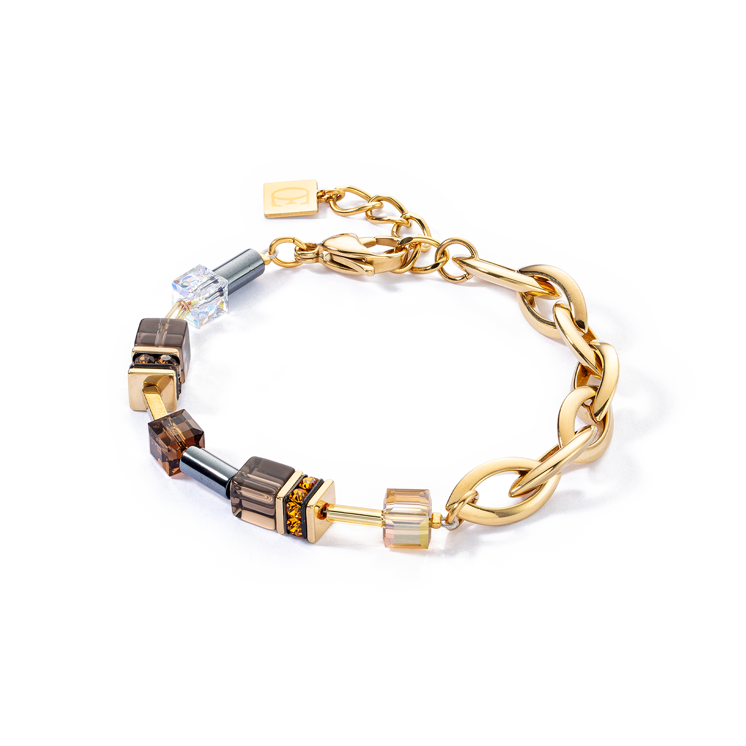 coeur-de-lion-geocube-chunky-chain-armband-gold-braun image 1