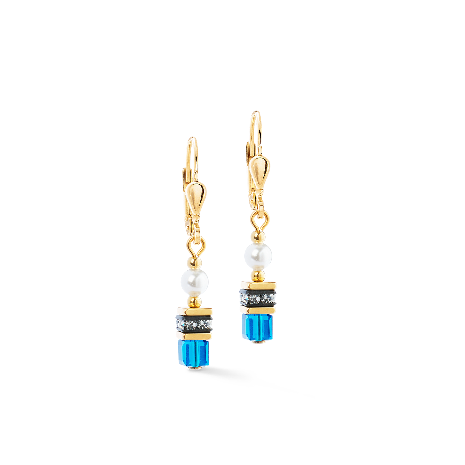 coeur-de-lion-iconic-ohrringe-sparkling-princess-couture-blau-wei-gold image 1