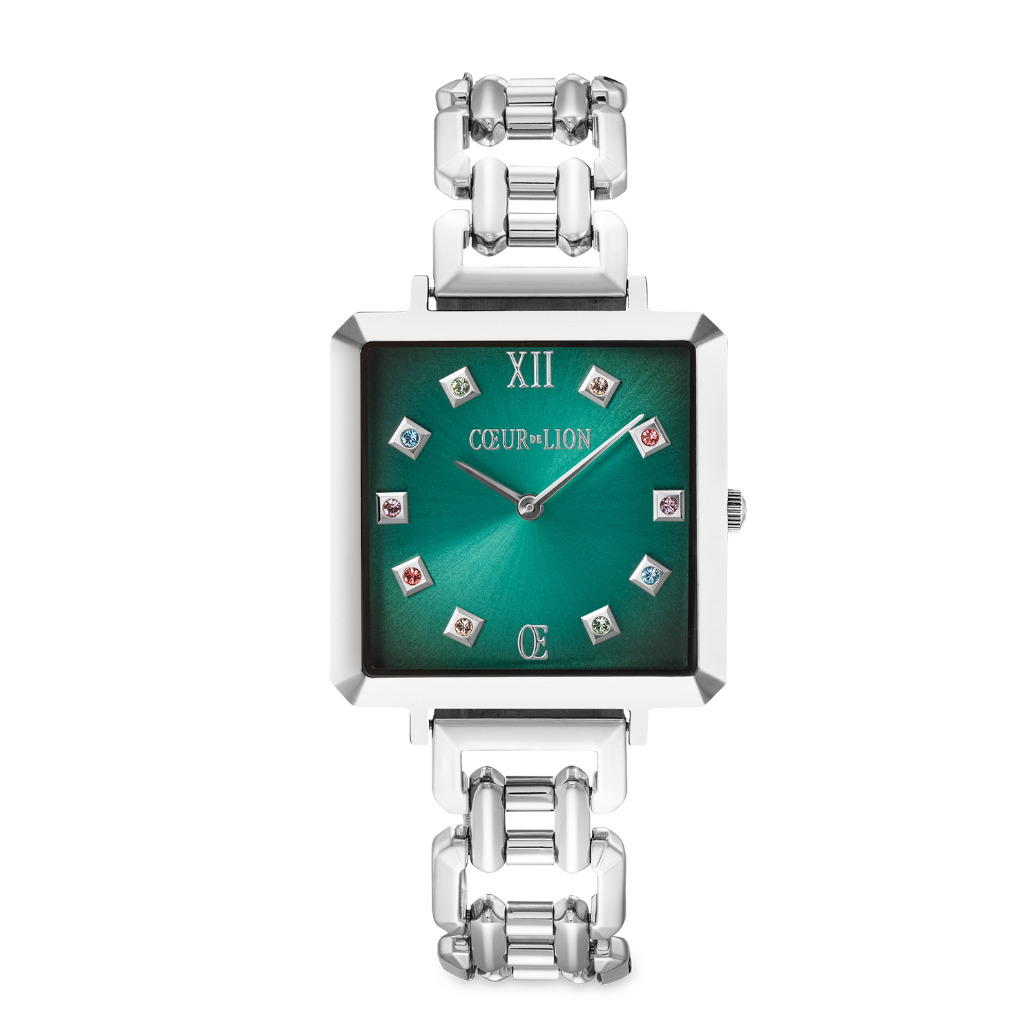 coeur-de-lion-iconic-cube-uhr-turquoise-glaze-statement-silber image 1