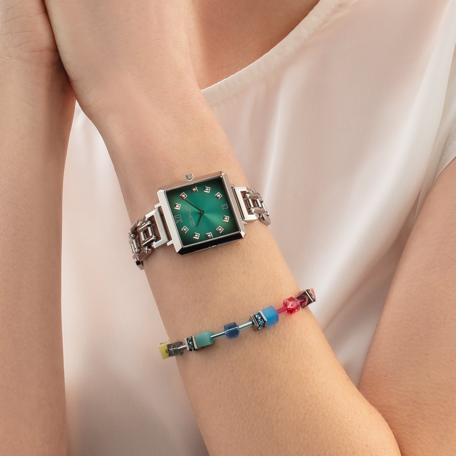 coeur-de-lion-iconic-cube-uhr-turquoise-glaze-statement-silber image 3