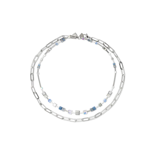coeur-de-lion-geocube-fusion-chain-halskette-silber-blau-multi-wear-layering image 1