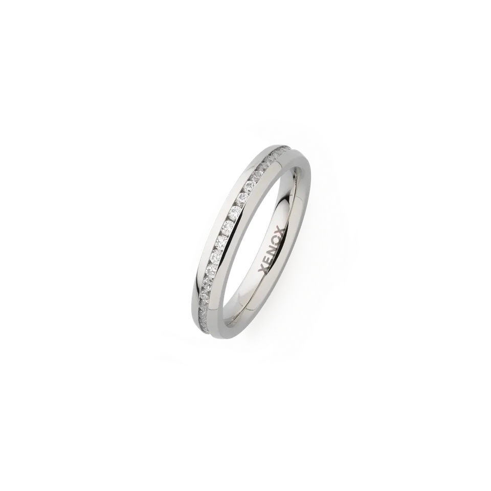 xenox-partnerring-x2301-48-edelstahl-silber-mit-zirkonia-reihe image 1