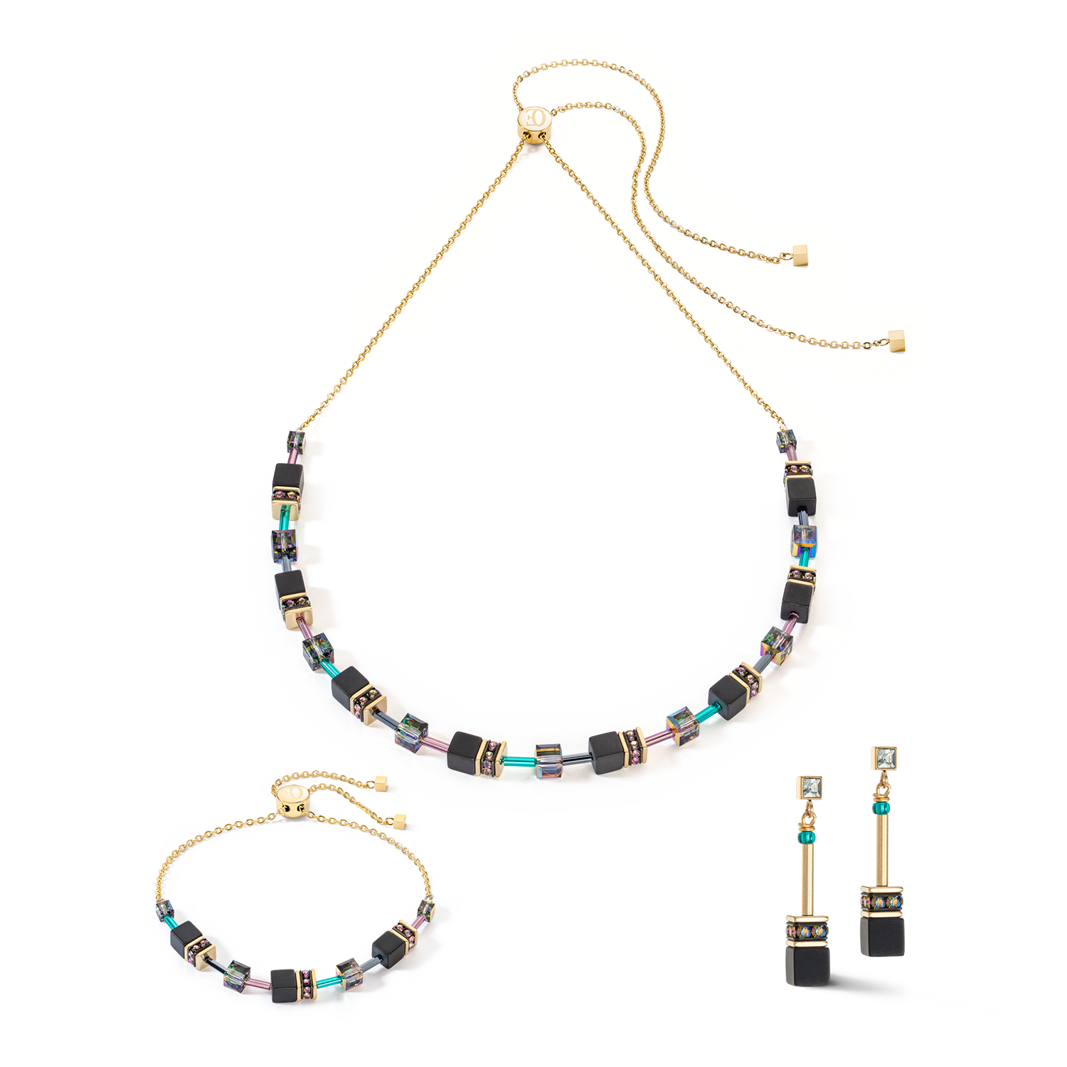 coeur-de-lion-geocube-iconic-nature-chain-halskette-schwarz-multicolor-gold image 3