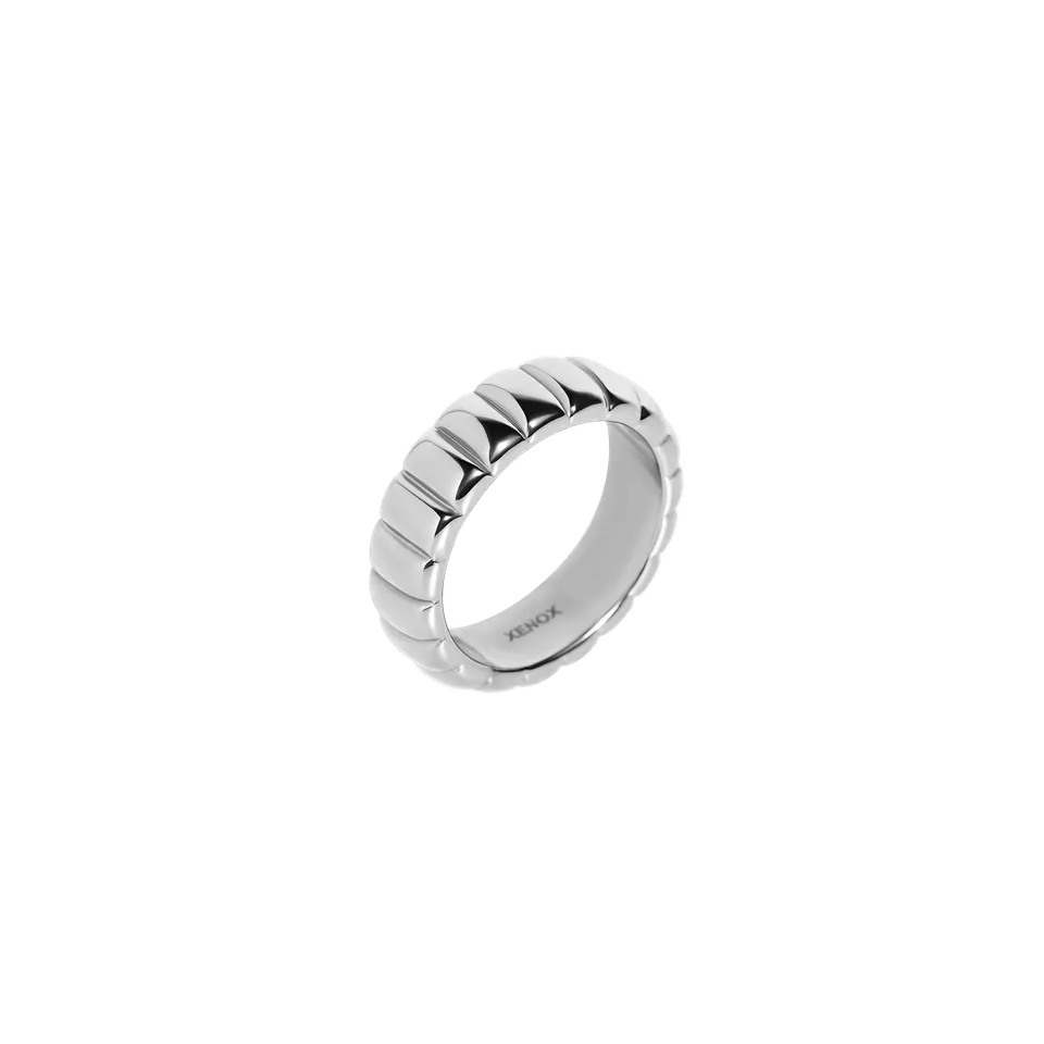 xenox-bold-bubble-ring-edelstahl-silberfarben-beschichtet-strukturiert image 1