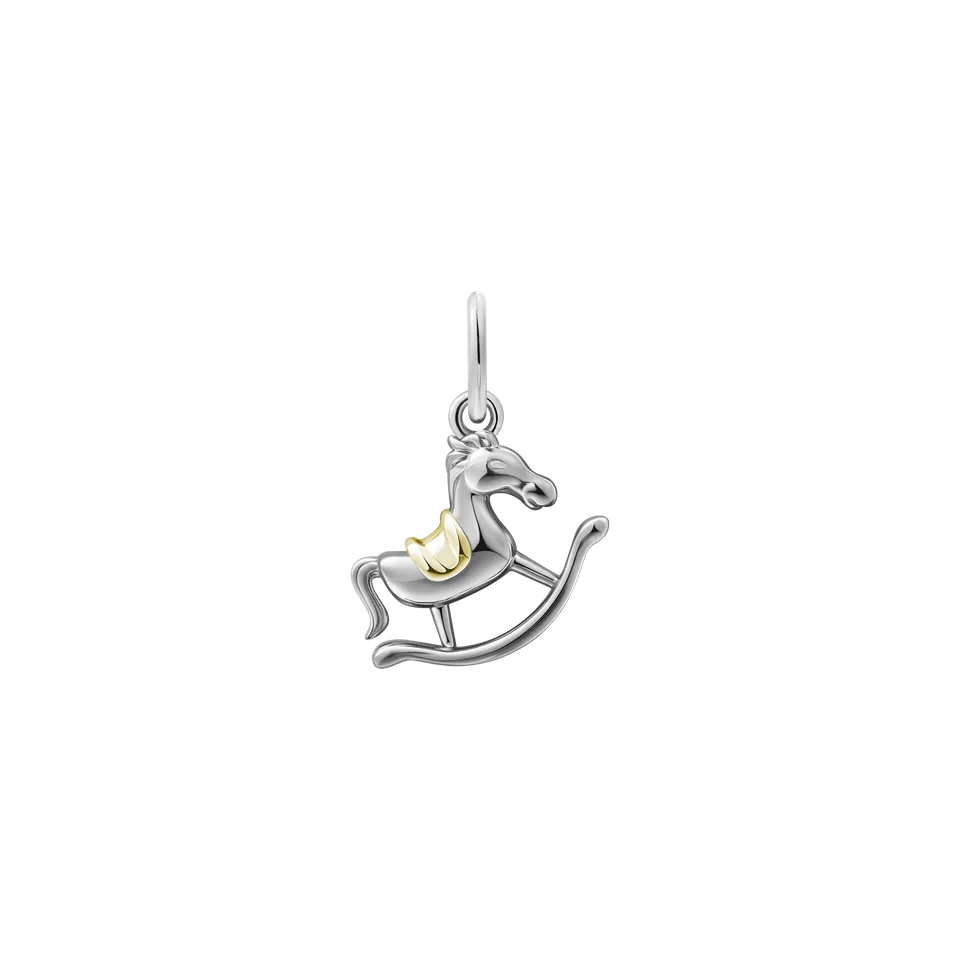 xenox-schaukelpferd-charm-925-sterlingsilber-18k-vergoldung-nostalgie-anh-nger image 1