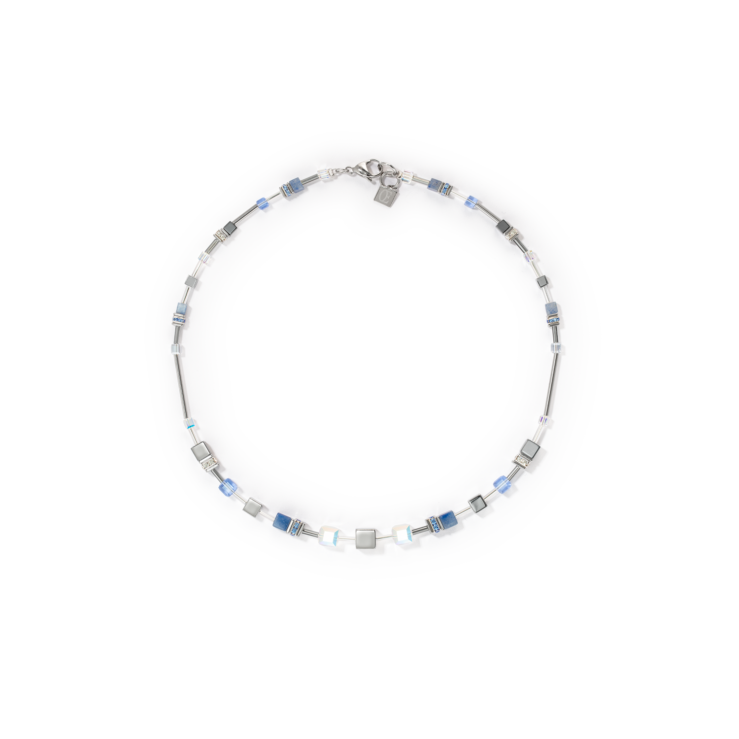 coeur-de-lion-geocube-fusion-chain-halskette-silber-blau-multi-wear-layering image 5