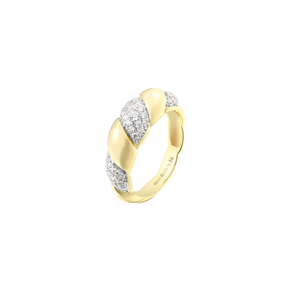 xenox-sculpted-ring-xs91919g-52-925-sterlingsilber-18k-vergoldet-mit-zirkonia image 1