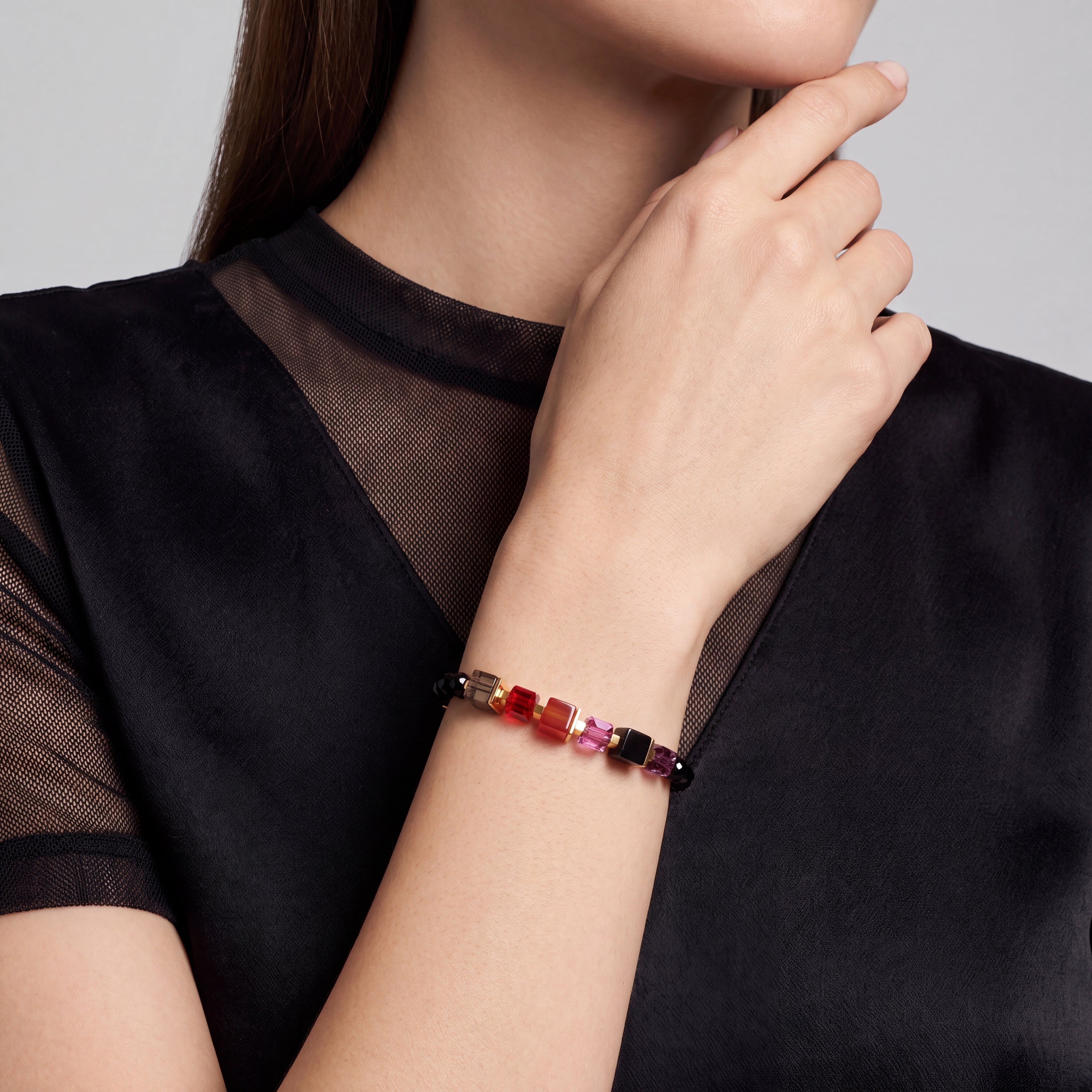 coeur-de-lion-armband-cube-mix-precious-berry-gold-18-5-cm image 4