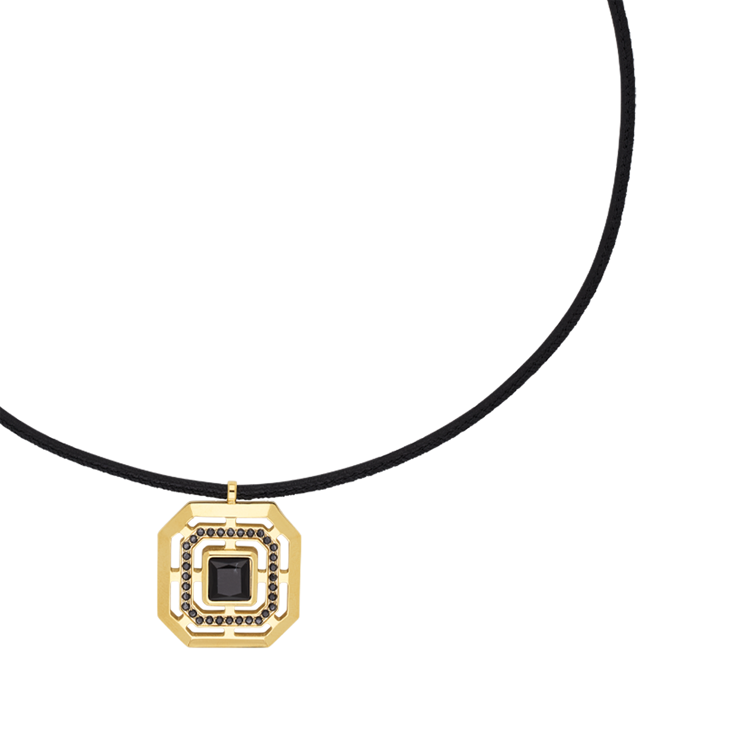 coeur-de-lion-amulett-icon-frame-halskette-soft-noir-gold-42-cm image 2