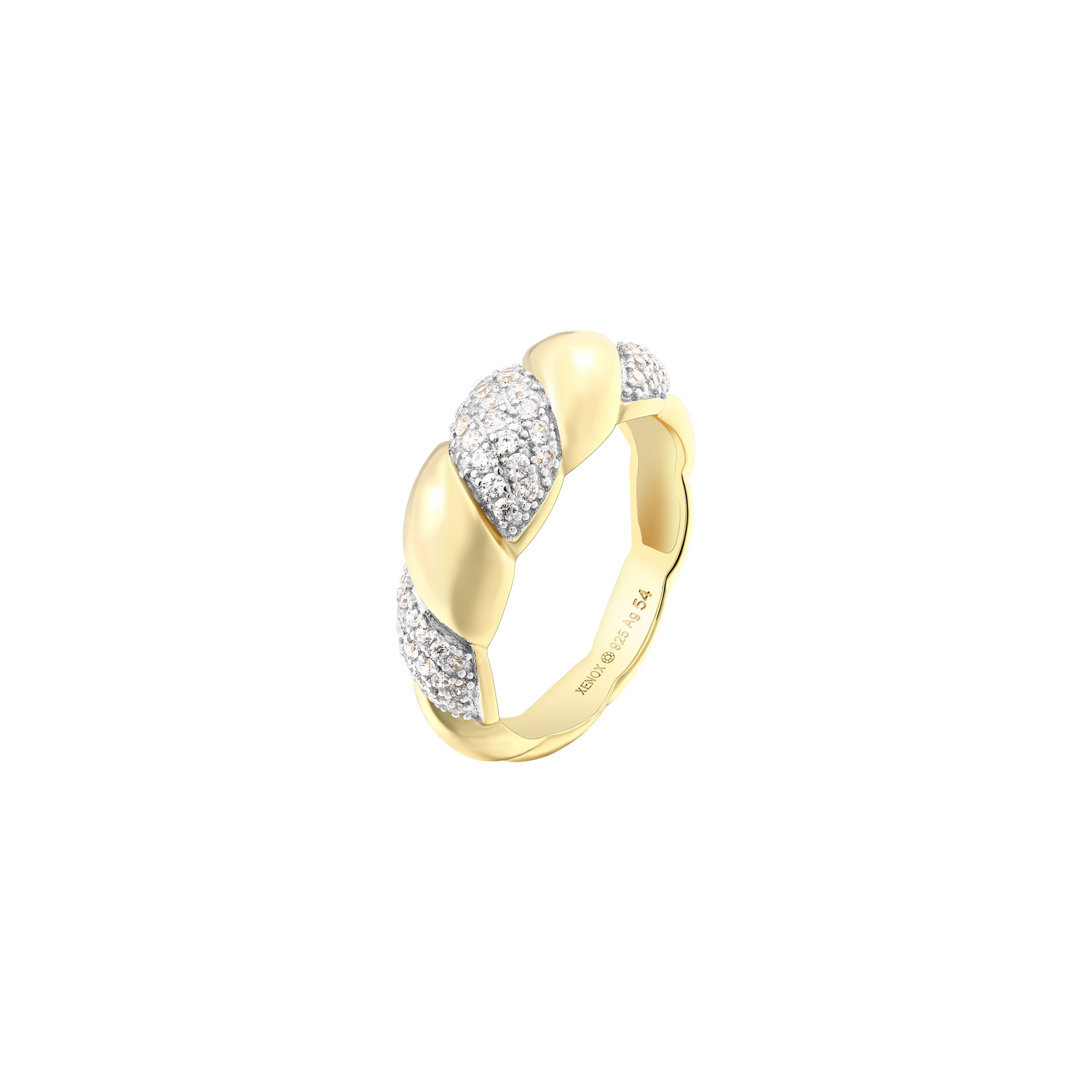 xenox-sculpted-ring-xs91919g-52-925-sterlingsilber-18k-vergoldet-mit-zirkonia image 1