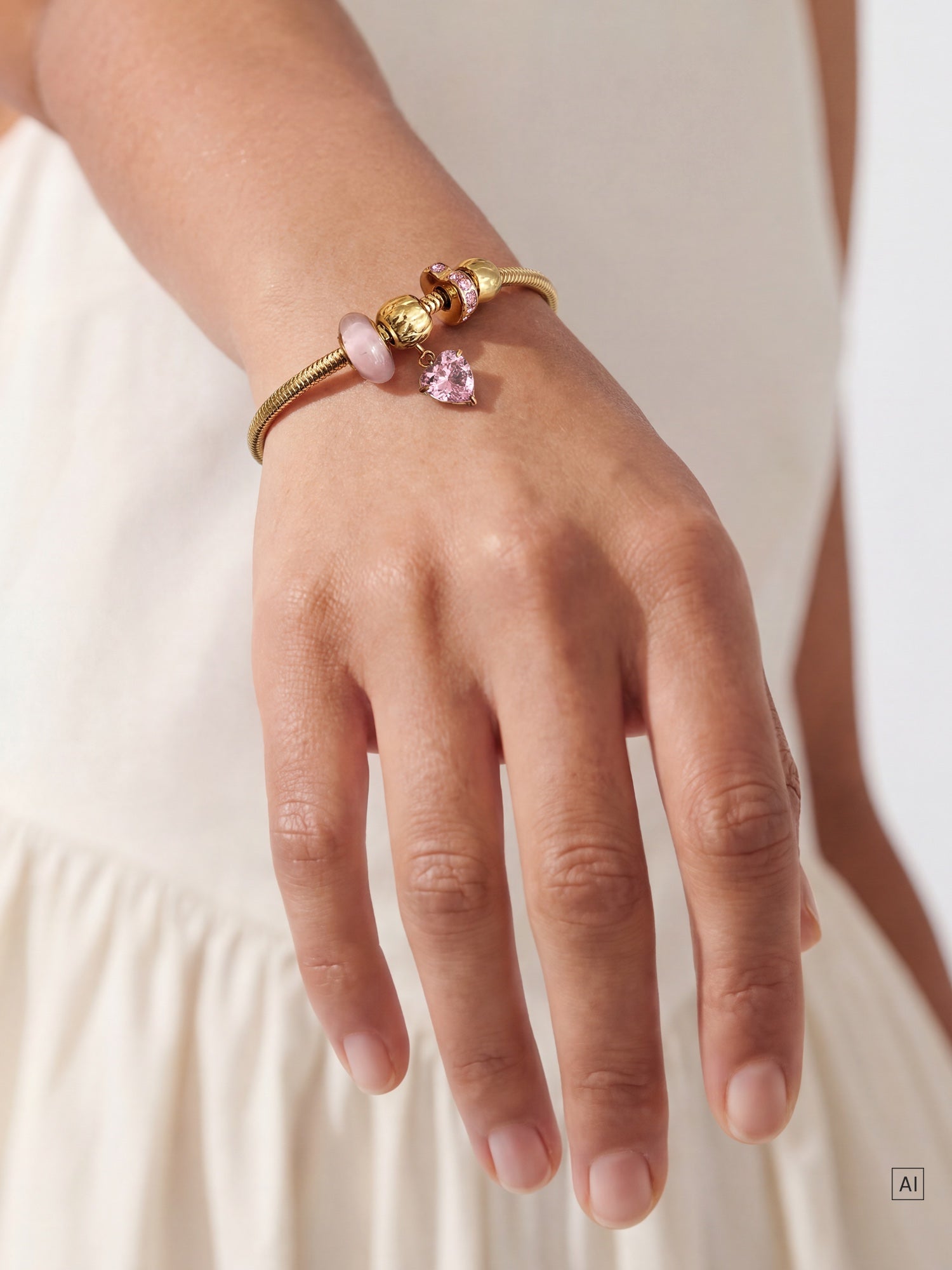 purelei-lei-armband-pink-hearts-set-rosenquarz-charm-set image 2