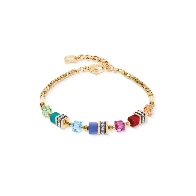coeur-de-lion-armband-mini-cubes-multicolor-rainbow-gold image 1