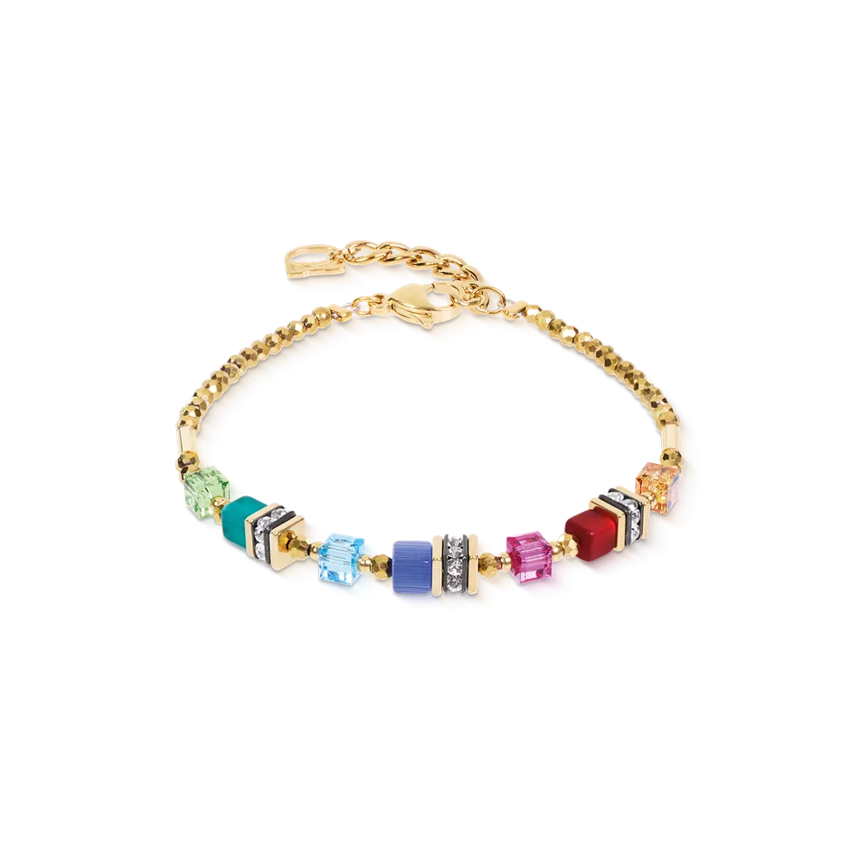 coeur-de-lion-armband-mini-cubes-multicolor-rainbow-gold image 1