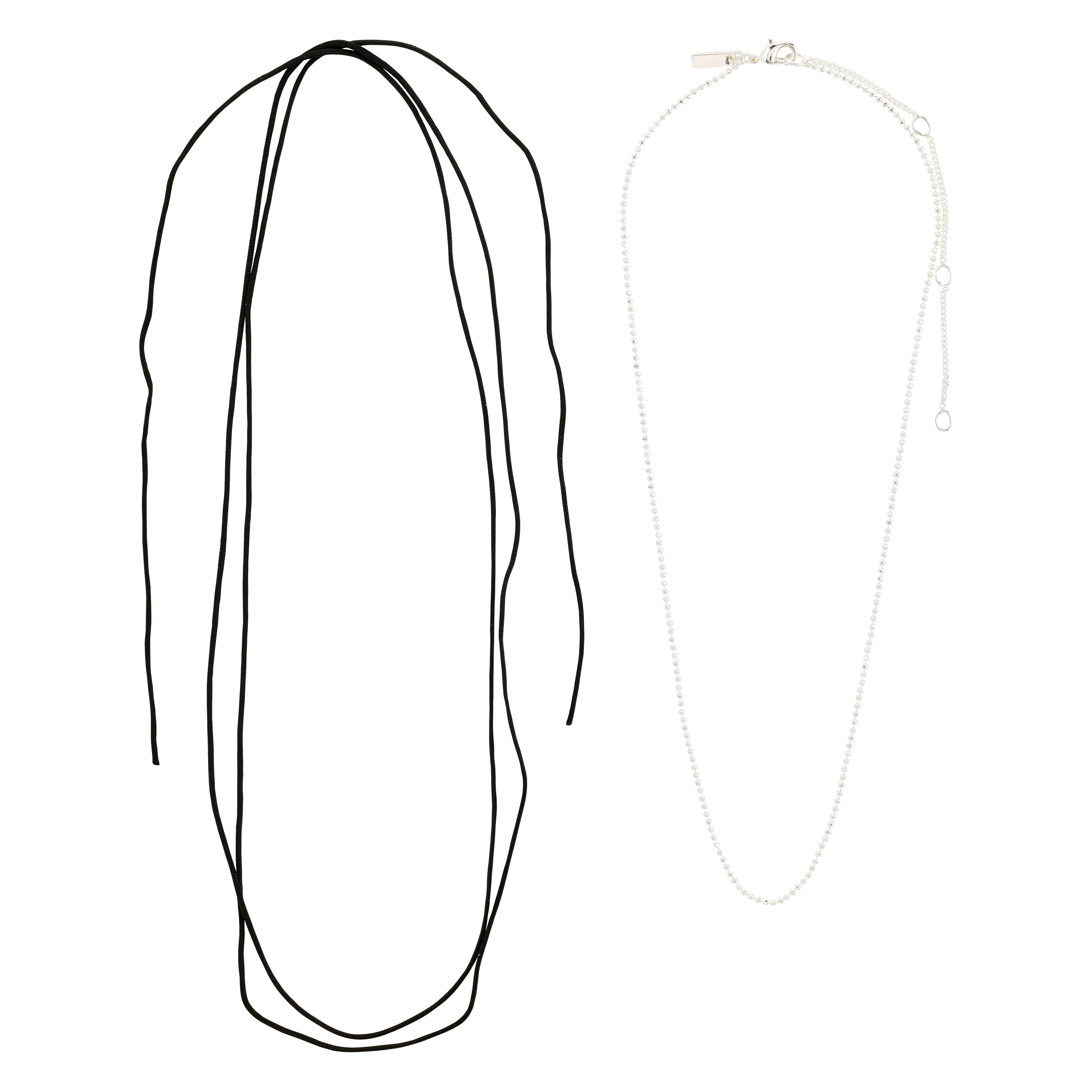 pilgrim-charm-halskette-2-in-1-set-versilbert-schwarz image 5