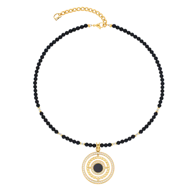coeur-de-lion-amulett-modern-icon-noir-halskette-gold-schwarz-42-cm image 1
