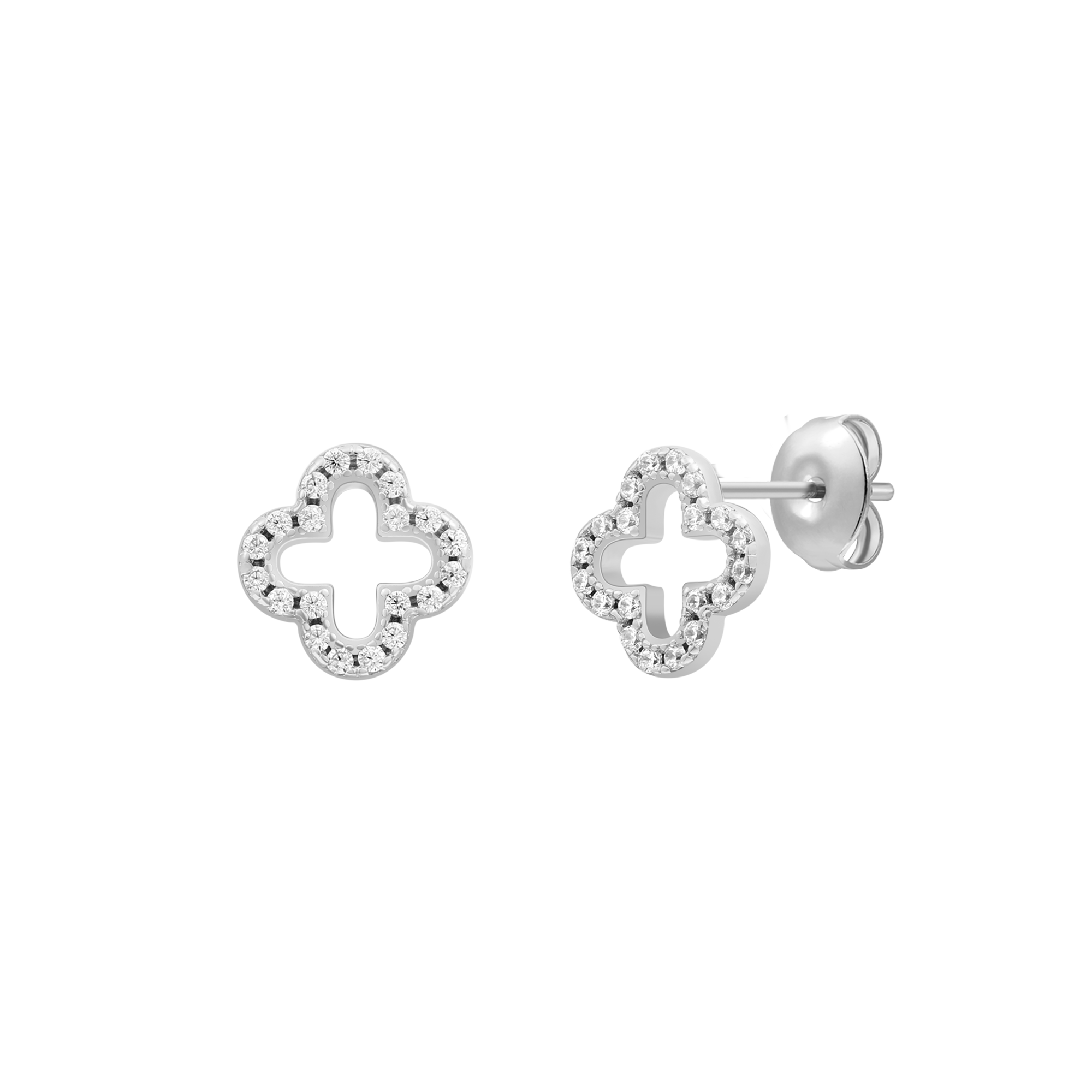 xenox-clover-ohrringe-925-sterlingsilber-rhodiniert-kleeblatt-zirkonia image 1
