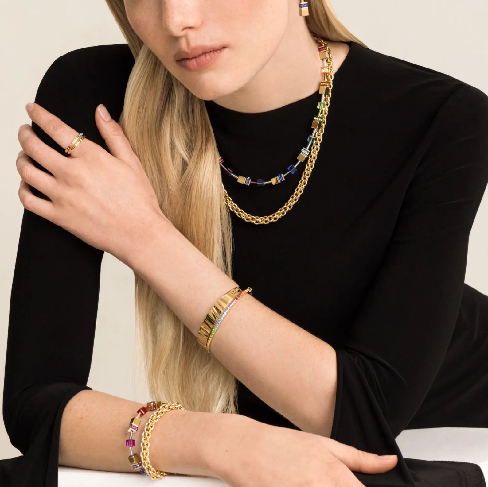 coeur-de-lion-mesh-chain-classic-armband-gold-edelstahl-rund-verlinkt image 4