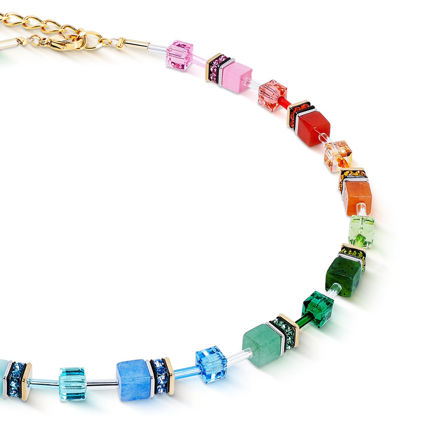 coeur-de-lion-geocube-iconic-precious-halskette-rainbow-gold-multicolor image 2