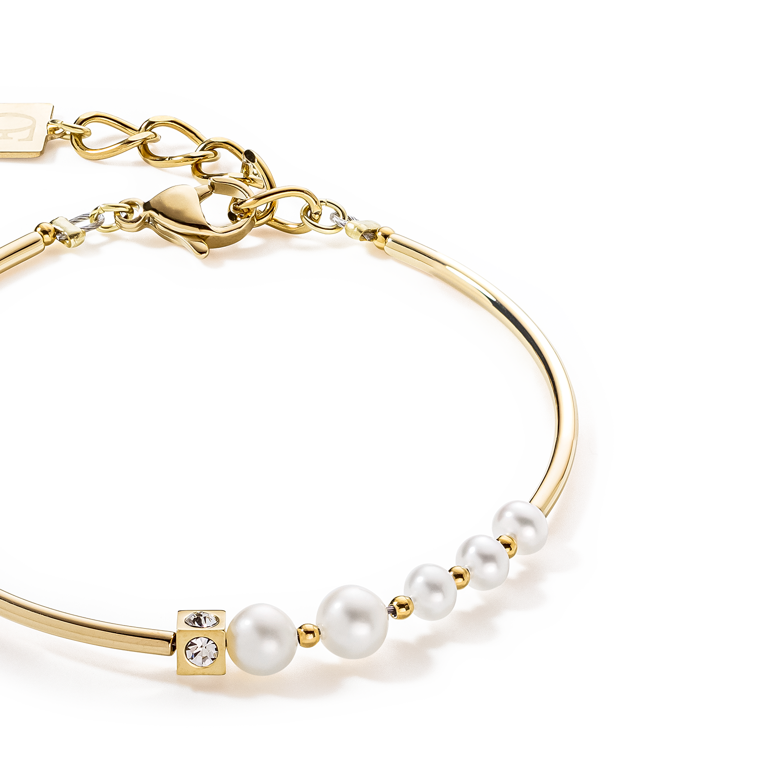 coeur-de-lion-asymmetrie-armband-s-wasserperlen-edelstahl-wei-gold image 2