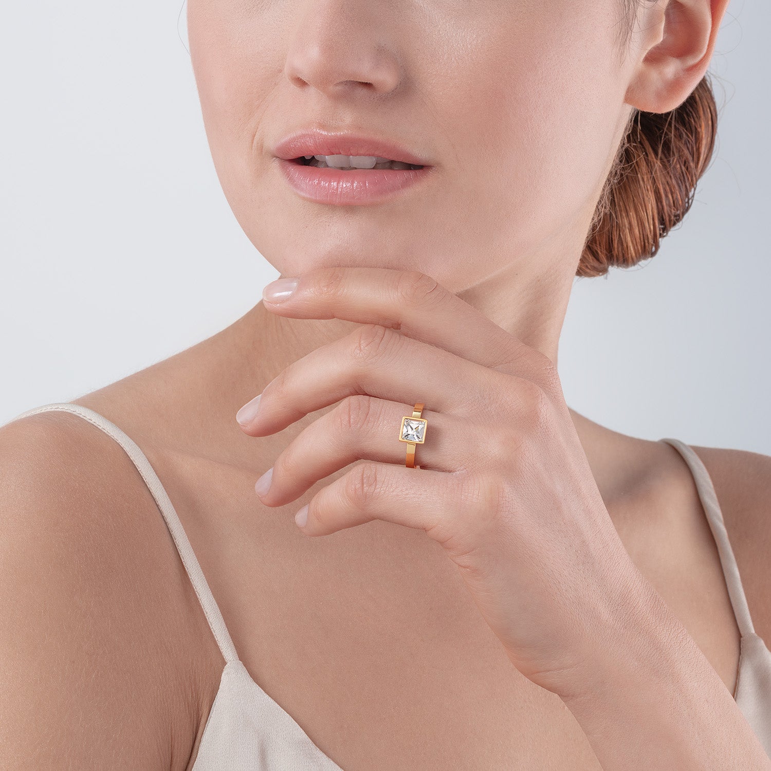 coeur-de-lion-brilliant-square-big-ring-gold-kristall-edelstahl image 4