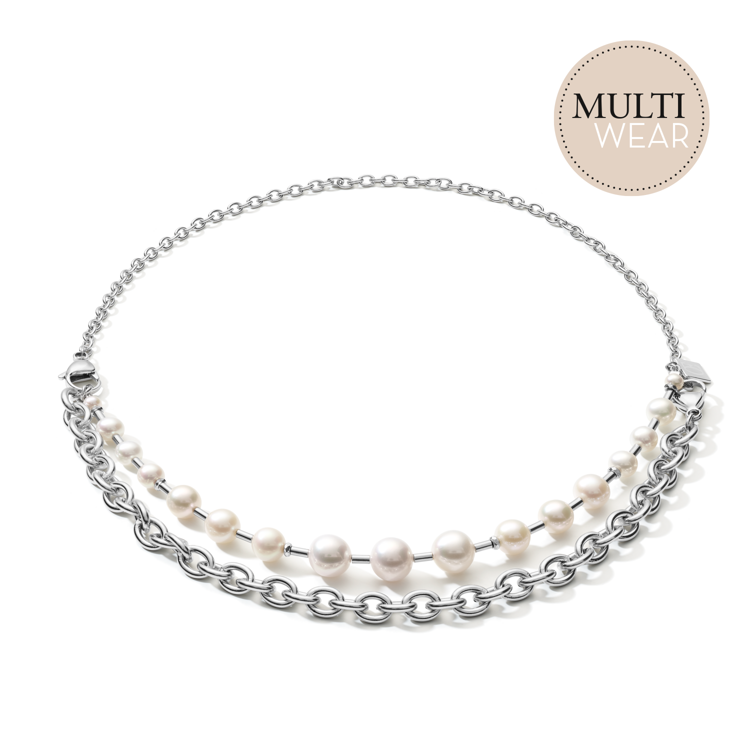 coeur-de-lion-halskette-s-wasserperlen-chunky-chain-4-in-1-wei-silber image 1