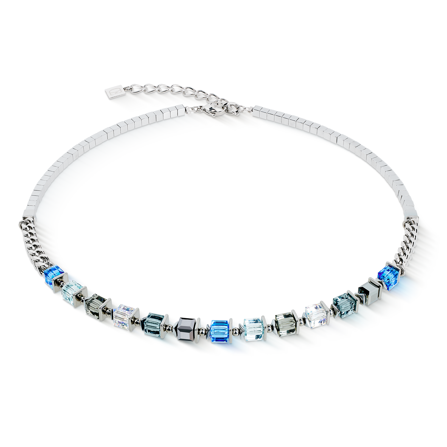 coeur-de-lion-geocube-halskette-sparkling-cubes-fusion-chain-silber-blau image 1