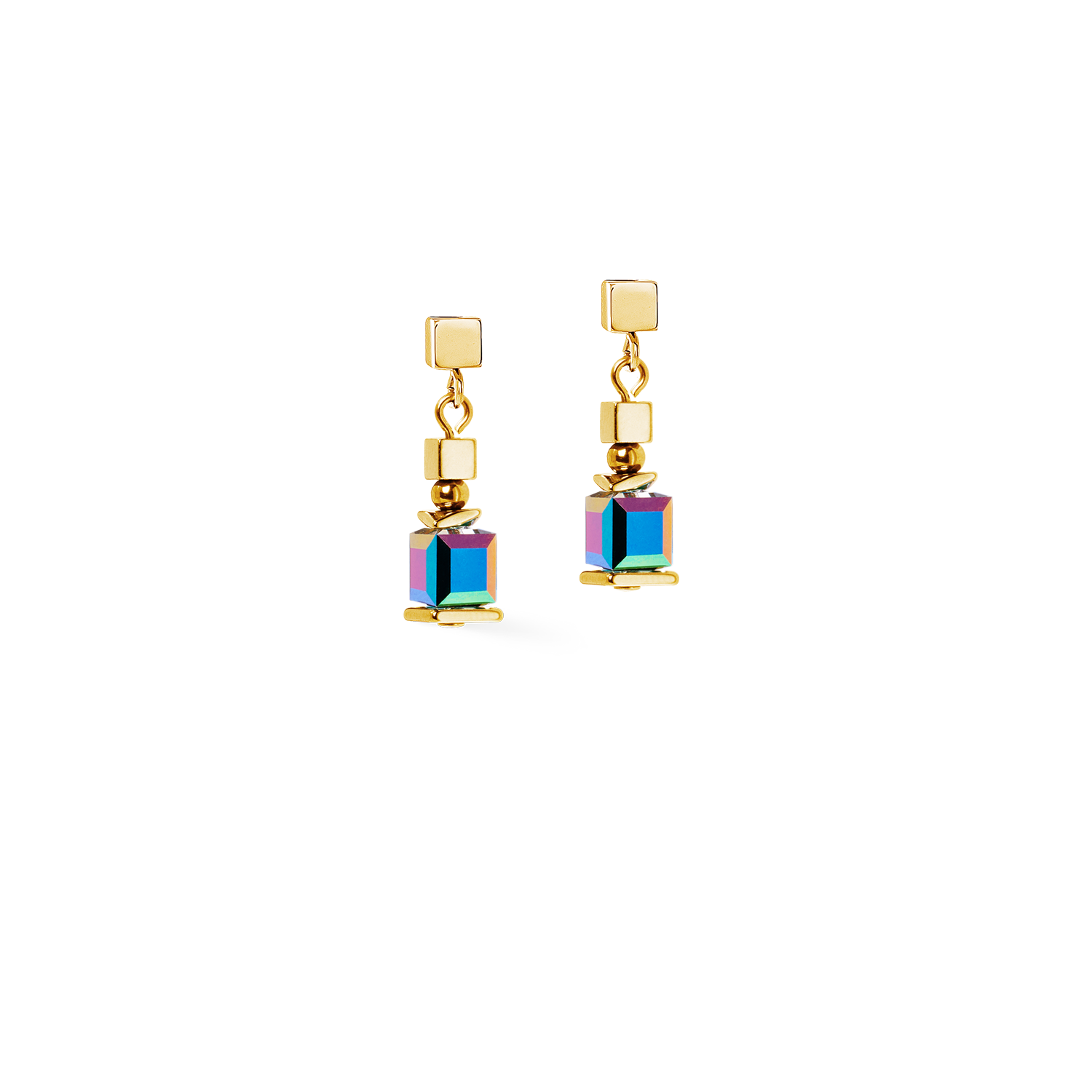 coeur-de-lion-geocube-ohrringe-sparkling-cubes-fusion-chain-gold-multicolor image 1
