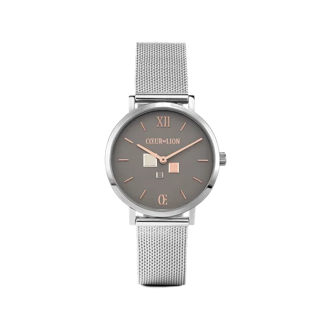 coeur-de-lion-uhr-rund-cool-grey-milanaise-edelstahl image 1