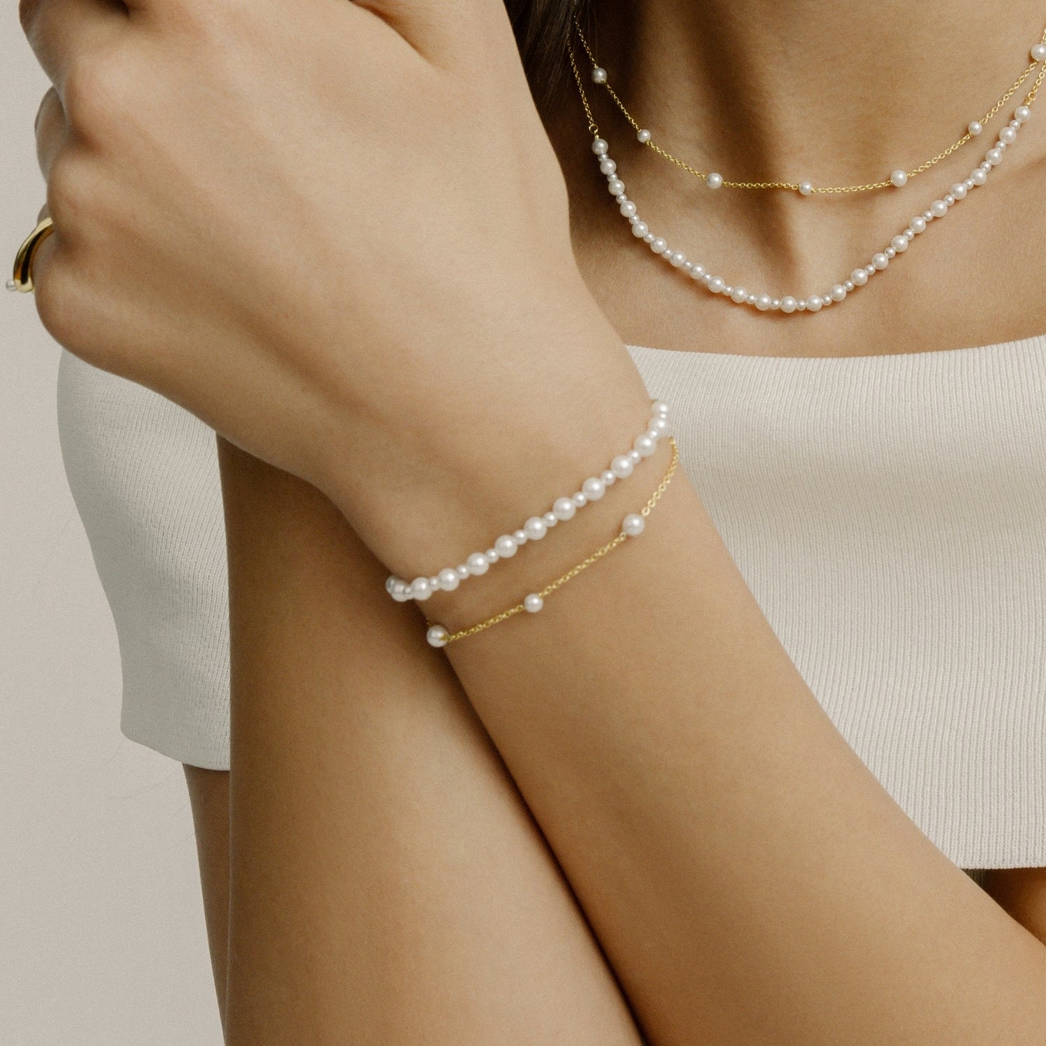 xenox-pearl-sea-armband-925-sterlingsilber-18k-vergoldet-mit-perlen image 2