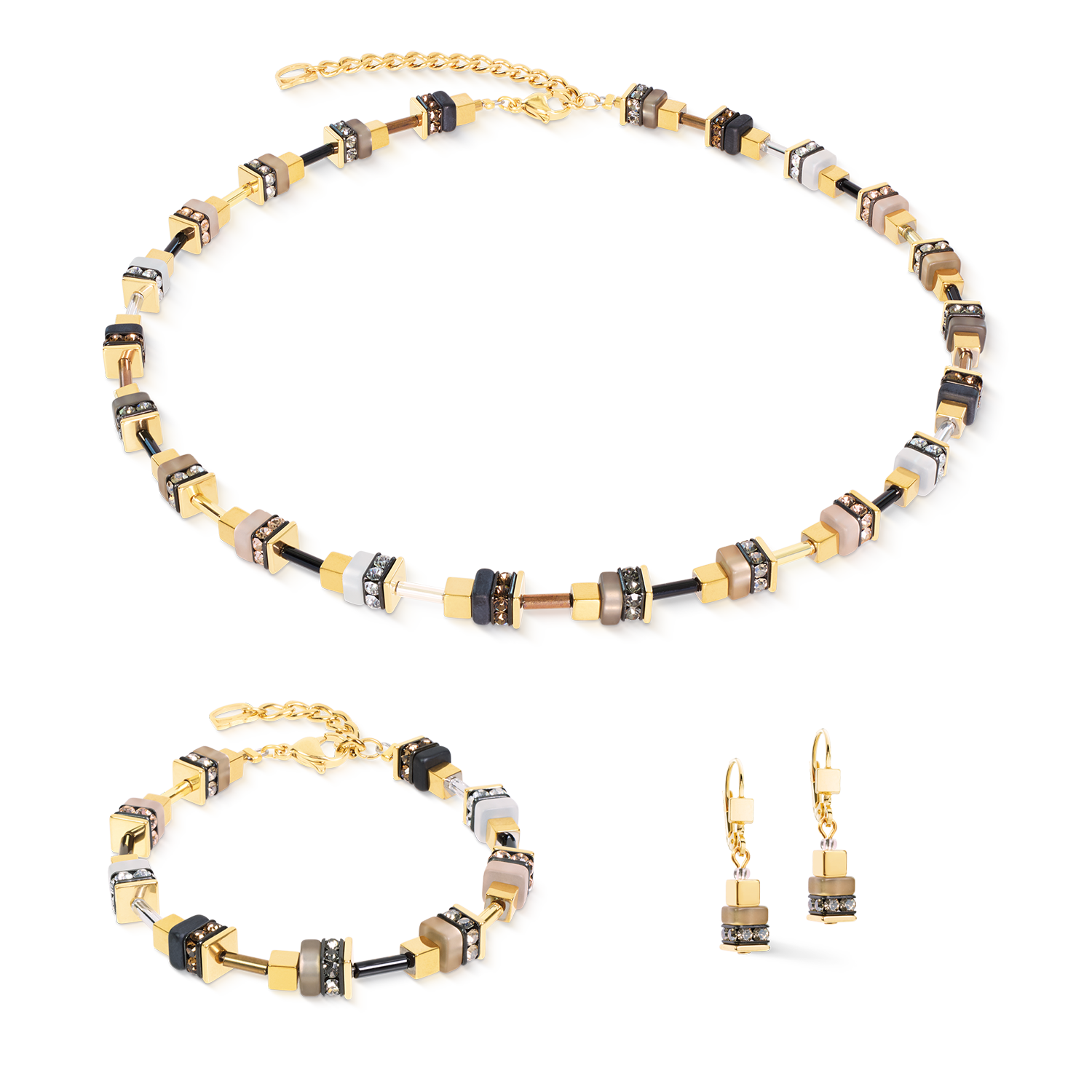 coeur-de-lion-ohrh-nger-urban-nature-cube-beige-gold-3-cm-edelstahl-sterling-sil image 3