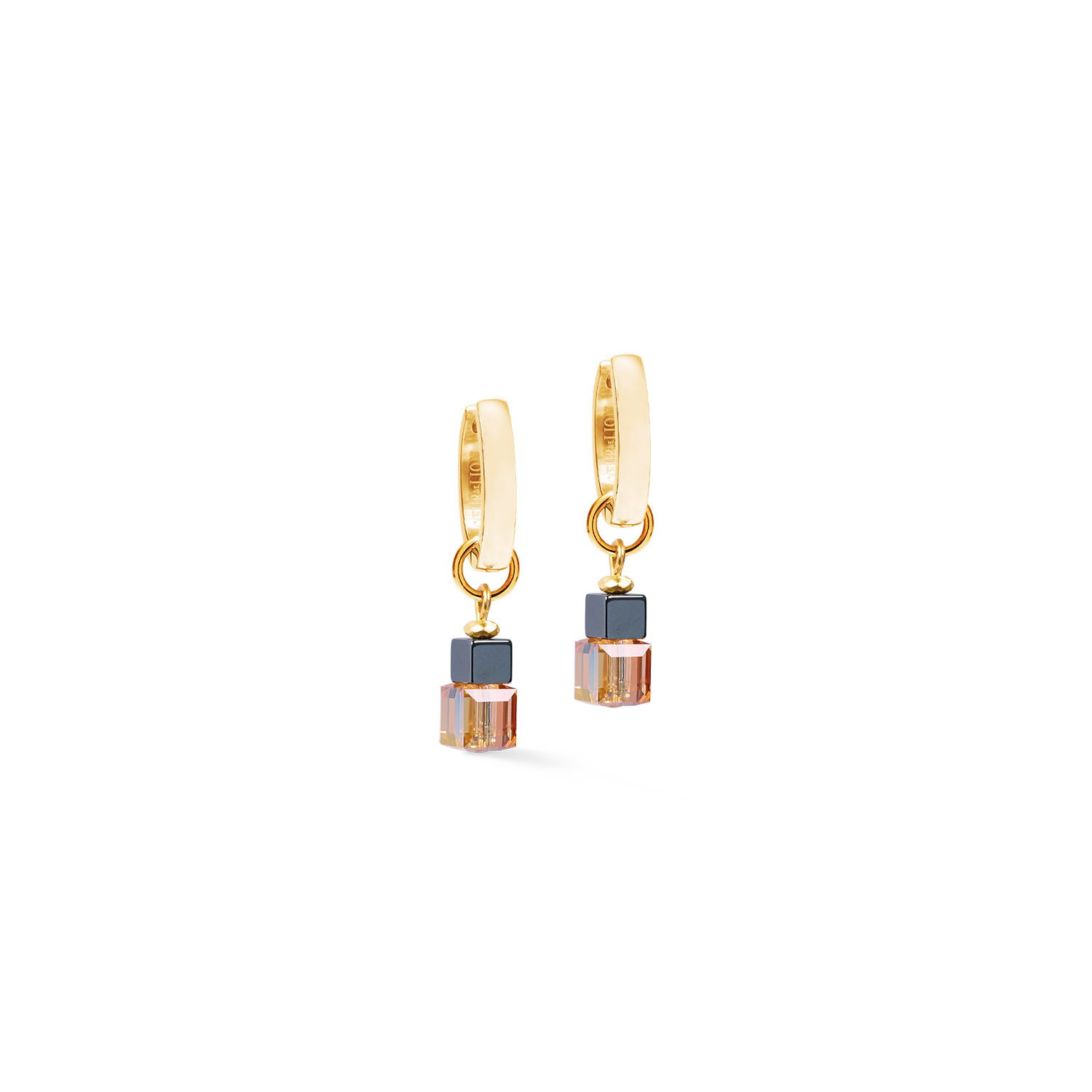 coeur-de-lion-cube-duet-creolen-earth-gold-creolen-mit-cube-anh-nger image 1