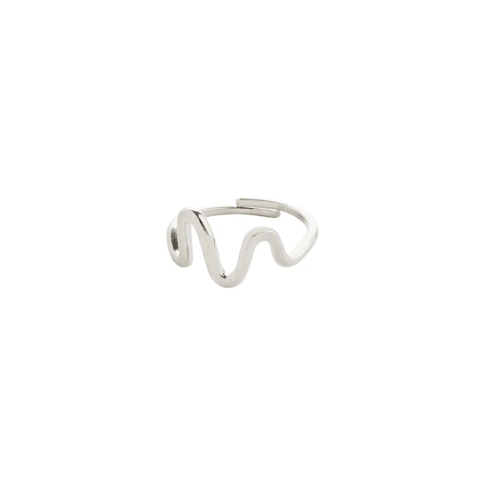 pilgrim-lulu-wavy-stapelring-silberplattiert-organisches-wellen-design image 1