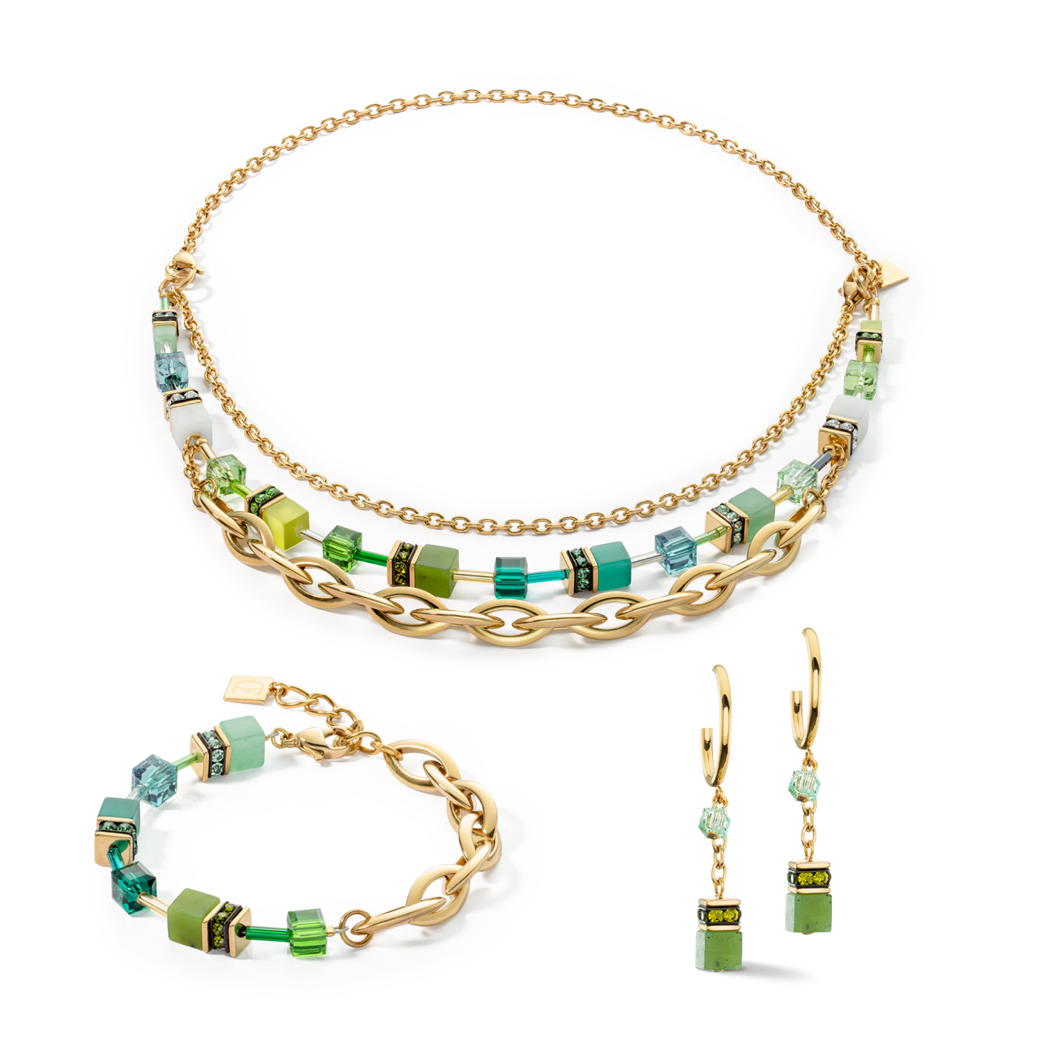 coeur-de-lion-ohrringe-creole-geocube-festive-layer-gold-gr-n-2-cm image 3